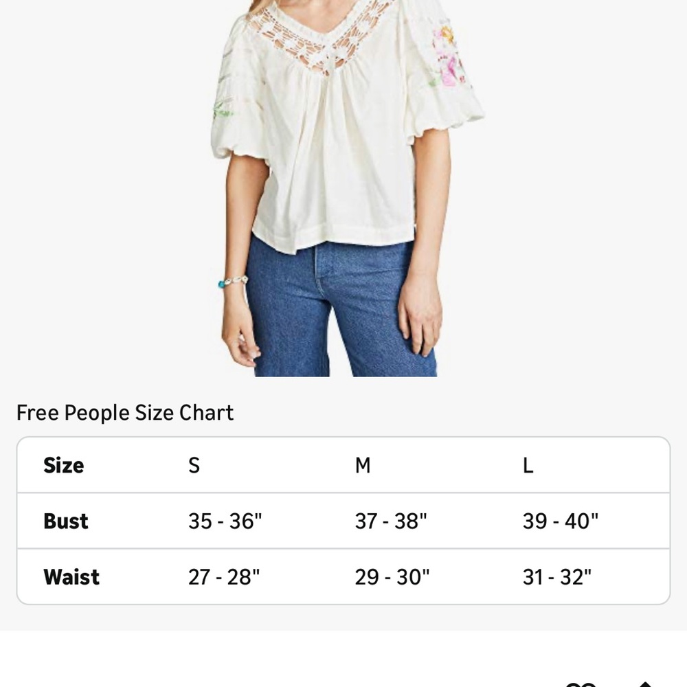 Free People Top Embroidered Bohemian Style Flower Blouse 🌸🌼 - Picture 8 of 8